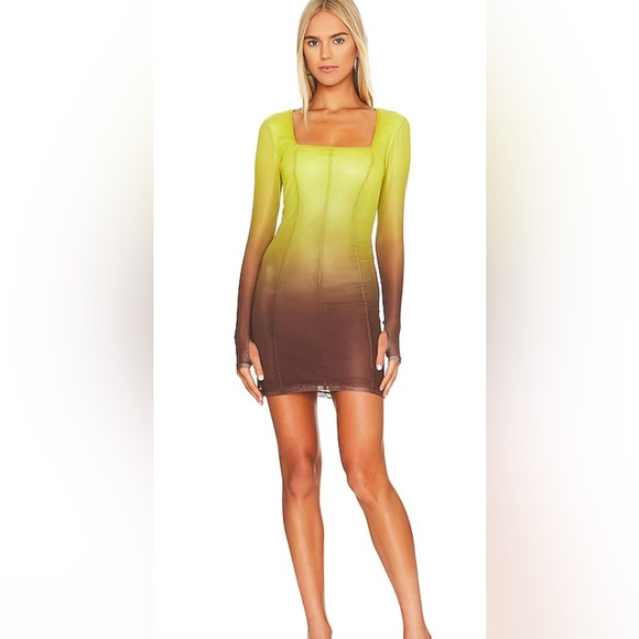 Steve Madden Freya Ombré Long Sleeve Minidress in Sulphur Spring Size Small new - Picture 5 of 6
